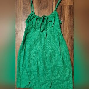 NWOT (Tag Fell Off) Womens XS Wild Fable Green Linen Milkmaid Mini Dress